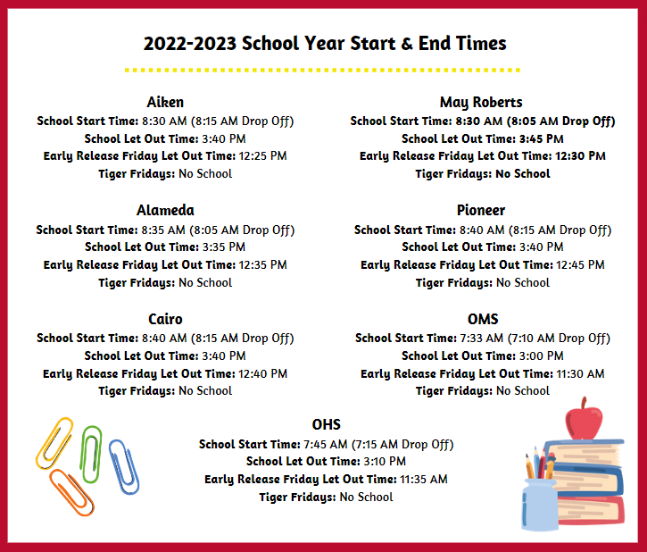 Ontario School District School Bell Schedule