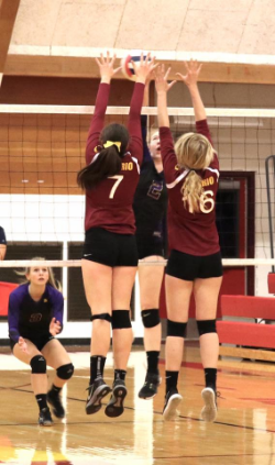 Students playing volleyball