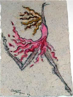 Student art of woman leaping